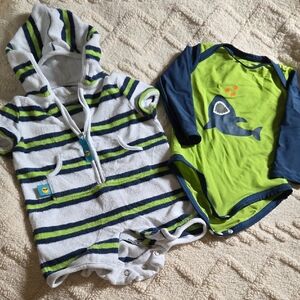 One Step Ahead Navy, White & Lime Baby Swim Set